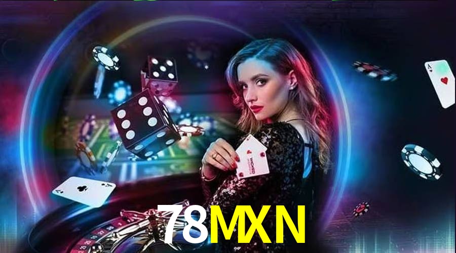 Una escena digital vívida inspirada en casino con 78MXN mostrado prominentemente, luces brillantes, fichas, cartas y acentos dorados.